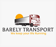 transport logo design with moving truck and sun 