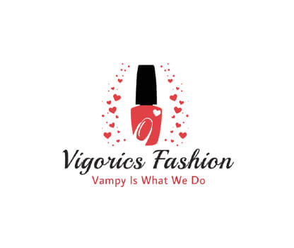 fashion logo with nail polish bottle and hearts