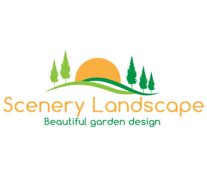 Logo design featuring green leaves and shovel, perfect for landscaping company