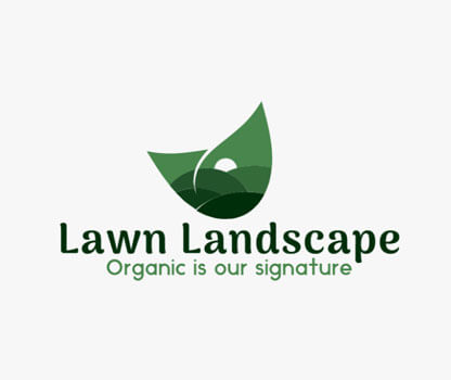 A logo design featuring a lawn landscape