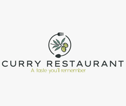 A vibrant logo featuring a bowl of curry restaurant logo design